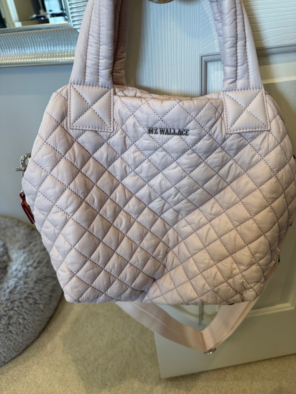 MZ Wallace Quilted Tote in Light Blush Pink